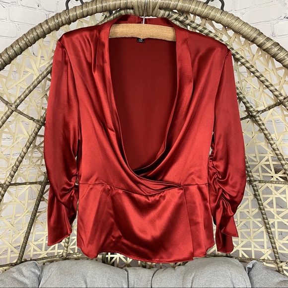Lafayette 148 New York Tops - Lafayette 148 New York Silk Wrap Blouse - Red